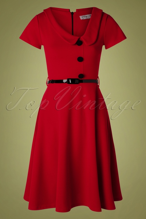 Vintage Chic for Topvintage - 50s Lynne Swing Dress in Dark Red 2