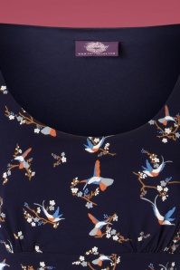 Topvintage Boutique Collection - Helma Hummingbird swingjurk in marineblauw 5