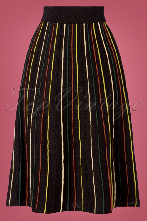 King Louie - Glitter Stripe Skirt Années 60 en Noir 3