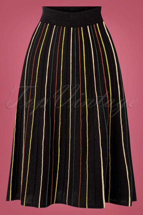 King Louie - Glitter Stripe Skirt Années 60 en Noir 2