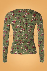 King Louie - 60s Kansas Bow Blouse in Olive Green 3