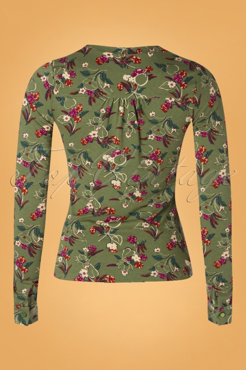 King Louie - 60s Kansas Bow Blouse in Olive Green 3