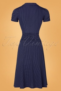 Retrolicious - Debra Pin Dot Swing Dress Années 50 en Bleu Marine 4