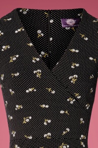 Topvintage Boutique Collection - 50s Gianna Floral Dots Pencil Dress in Black 4