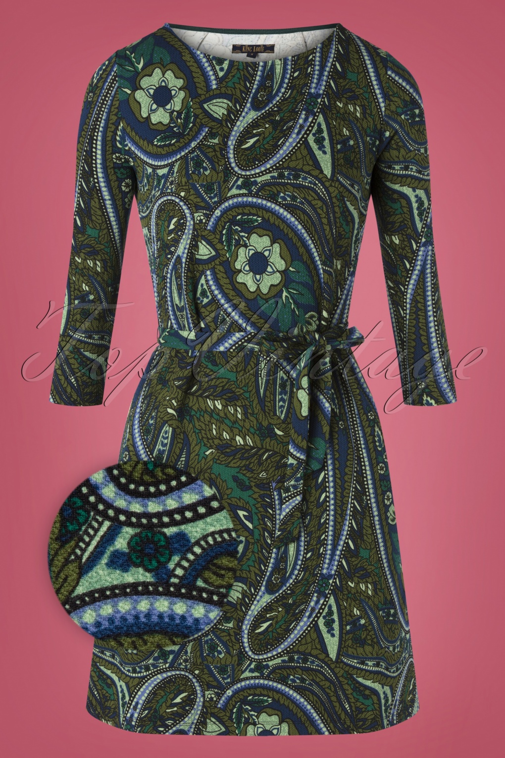 60s Zoe Teardrop Dress in Olive Green