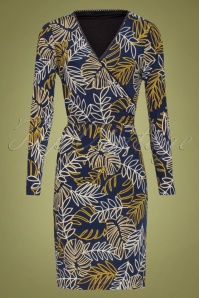 Smashed Lemon - 60s Aileen Floral Pencil Dress in Navy 2