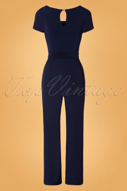 Vintage Chic for Topvintage - Renae jumpsuit in marineblauw 4