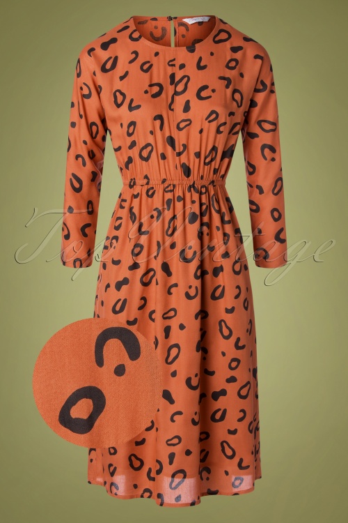 Compania Fantastica - 70s Vestido Animal Dress in Rusty Orange 2