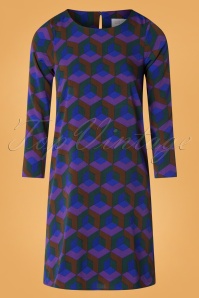 Compania Fantastica - Verna Graphic Dress Années 60 en Bleu 2