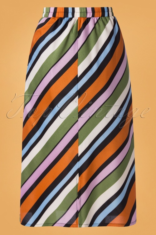 Compania Fantastica - Staci Stripes Skirt Années 70 en Multi 3
