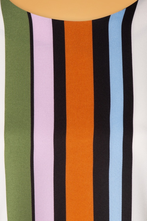 Compania Fantastica - Staci Stripes Blouse Années 70 en Multi 4
