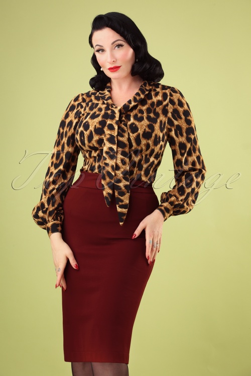 Very Cherry - Classic Pencil Skirt Années 50 en Bordeaux 2