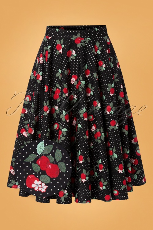 Bunny - 50s Apple Blossom Swing Skirt in Black 2