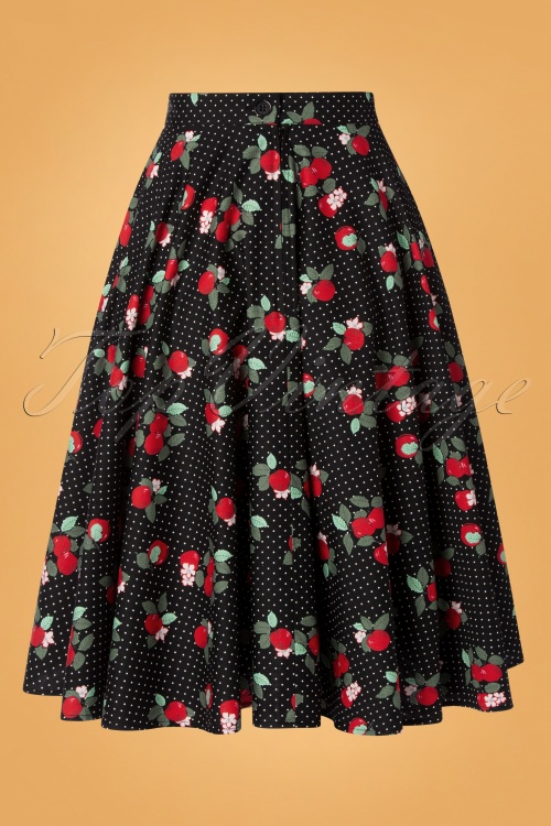 Bunny - 50s Apple Blossom Swing Skirt in Black 3