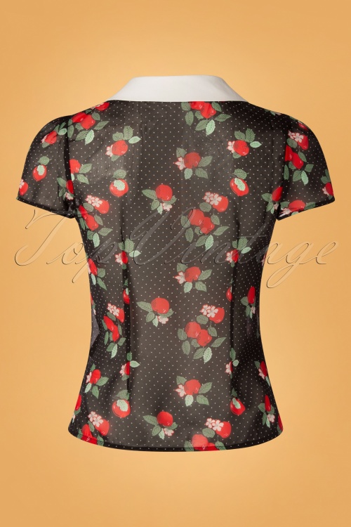 Bunny - 50s Apple Blossom Blouse in Black 3