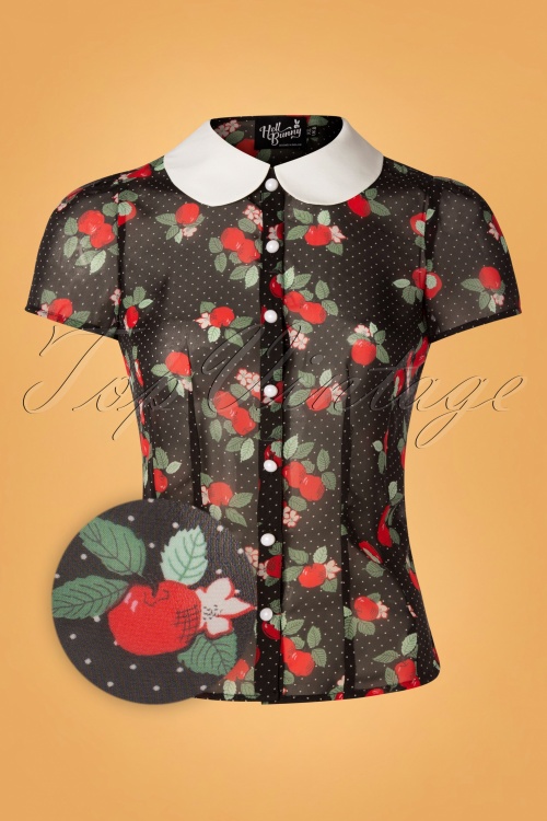 Bunny - 50s Apple Blossom Blouse in Black 2