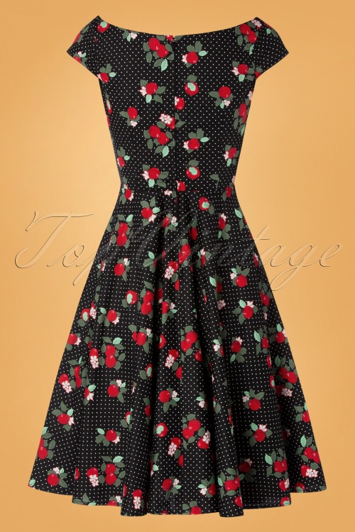 Bunny - 50s Apple Blossom Swing Dress in Black 5