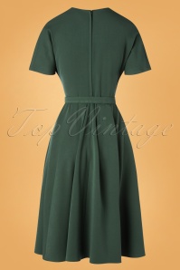Miss Candyfloss - 50s Athena Dolman Swing Dress in Dark Green 6