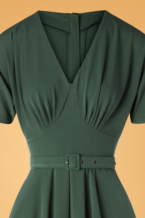 Miss Candyfloss - 50s Athena Dolman Swing Dress in Dark Green 4