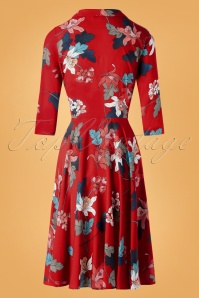 Very Cherry - D'Laine Anastasia jurk in rode bloemen 4