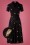 Very Cherry - 40s Midi Revers Caline Brode Feathers Dress in Black