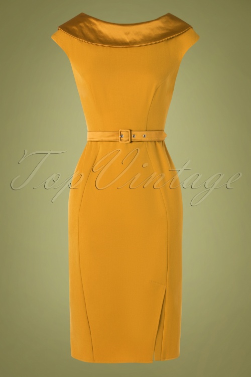 Miss Candyfloss - 50s Rachel Pencil Dress in Mustard