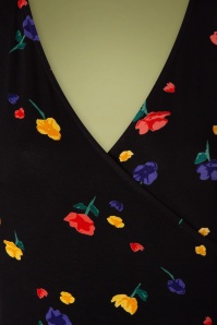 Sugarhill Brighton - 60s Dulcie Painterly Floral Wrap Dress in Black 4