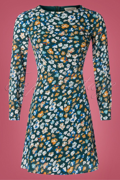 Sugarhill Brighton - Samira Carnaby Street Floral Dress Années 60 en Vert 2
