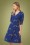 Sugarhill Brighton - Aisha Dancing Cheetahs Wrap Dress Années 70 en Bleu Royal