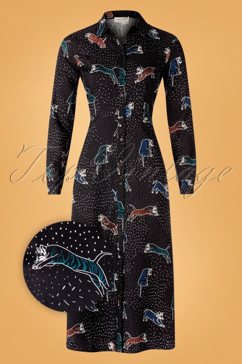 Sugarhill Brighton - Clarissa Midaxi Tijgers blouse-jurk in zwart 2