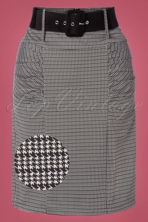 Belsira - Millie Houndstooth Pencil Skirt Années 50 en Noir et Blanc 2