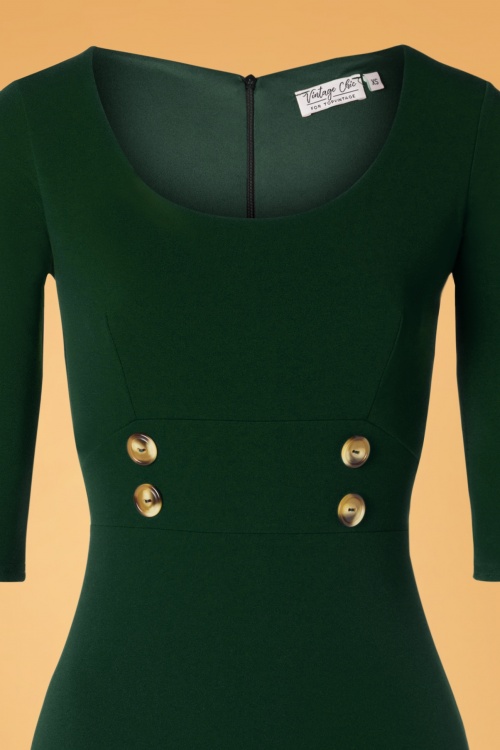 Vintage Chic for Topvintage - 50s Verona Pencil Dress in Forest Green 4