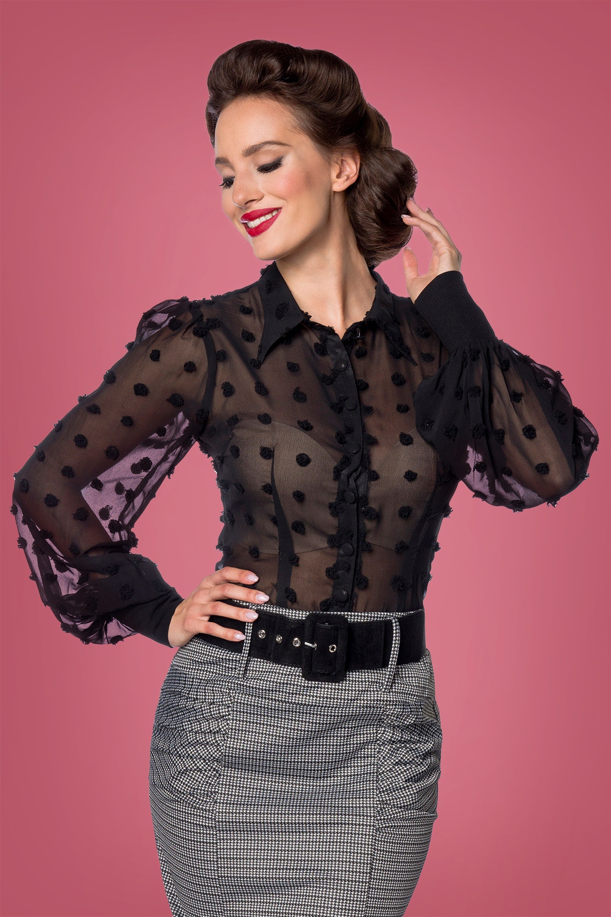 Belsira - Dora Dotsblouse in zwart