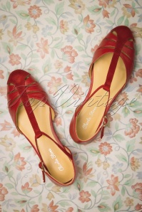 Charlie Stone - 50s Toscana T-Strap Flats in Red 2