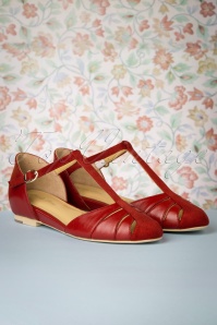Charlie Stone - 50s Toscana T-Strap Flats in Red 4
