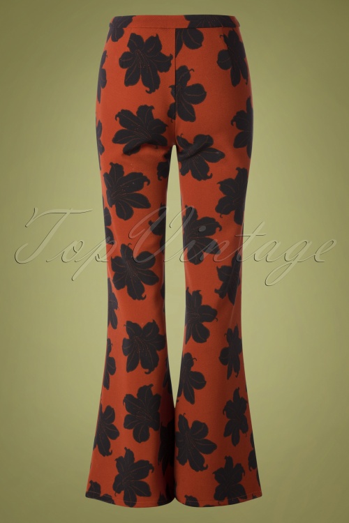 Wild Pony - 70s Peonia Floral Trousers in Rust 3