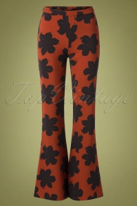 Wild Pony - 70s Peonia Floral Trousers in Rust 2