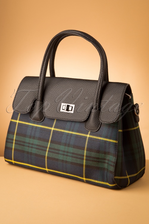 Darling Divine - Allegra Tartan Handbag Années 50 en Noir