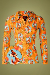 Tante Betsy - 60s Nellie Kitschy Deer Shirt in Orange 2