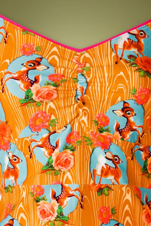Tante Betsy - Lala Kitschy Deer Dress Années 60 en Orange 3