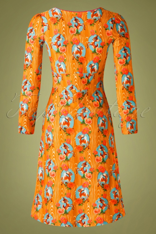 Tante Betsy - 60s Lala Kitschy Deer Dress in Orange 4