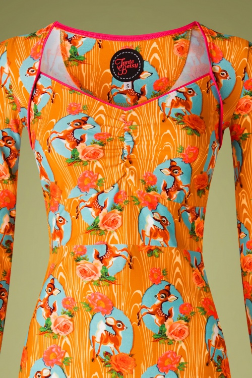 Tante Betsy - 60s Lala Kitschy Deer Dress in Orange 2