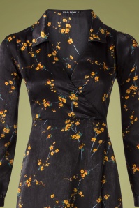 Wild Pony - Magnolia bloemen midi-jurk in zwart 3