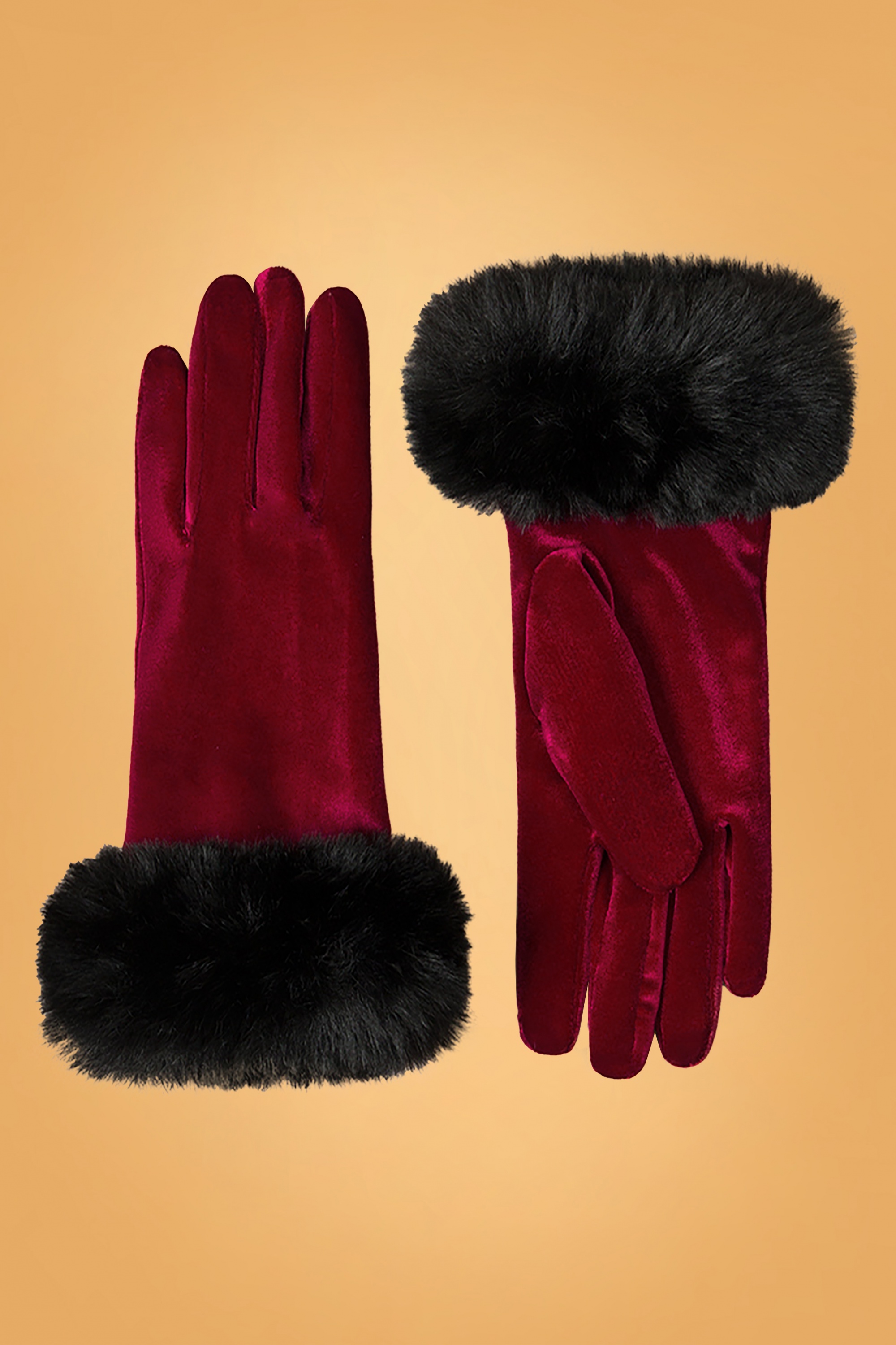 Amici - Valentina fluwelen handschoenen in bordeaux