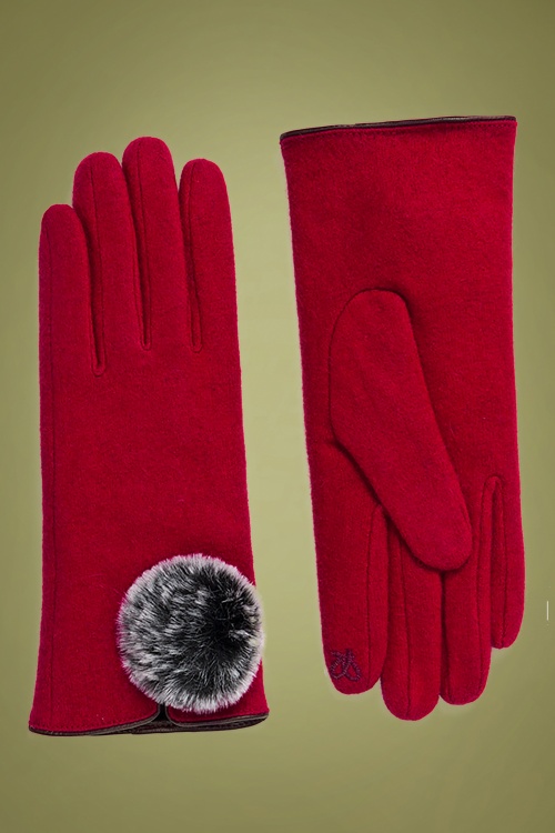 Amici - Lucia Wool Gloves Années 50 en Rouge