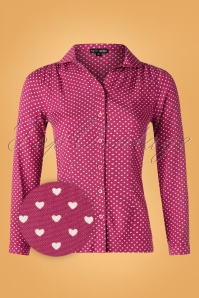 Pretty Vacant - 60s Gaby Hearts Blouse in Raspberry 2