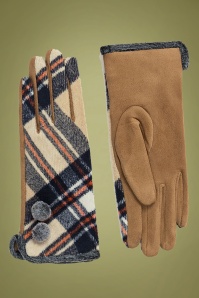 Amici - 50s Bonnie Tartan Gloves in Beige