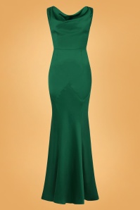 Collectif Clothing - 30s Ingrid Fishtail Maxi Dress in Emerald Green 2