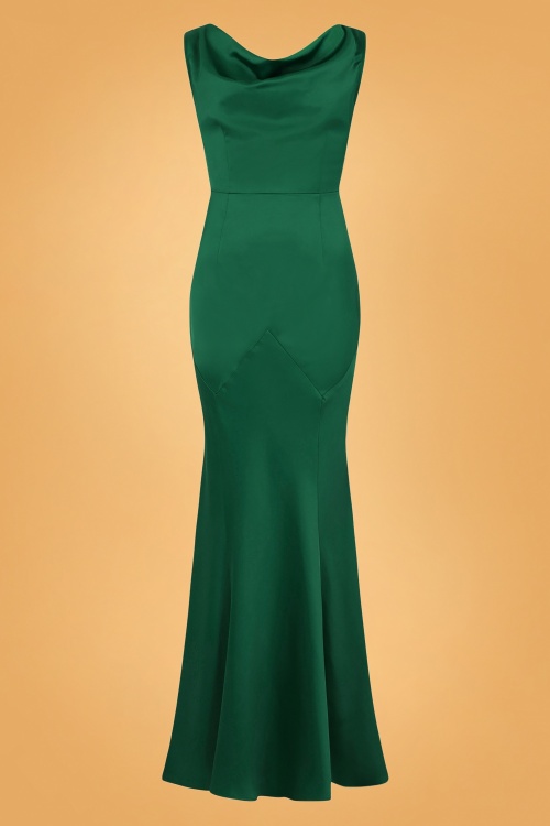 Collectif Clothing - Ingrid Fishtail maxi-jurk in smaragdgroen 2
