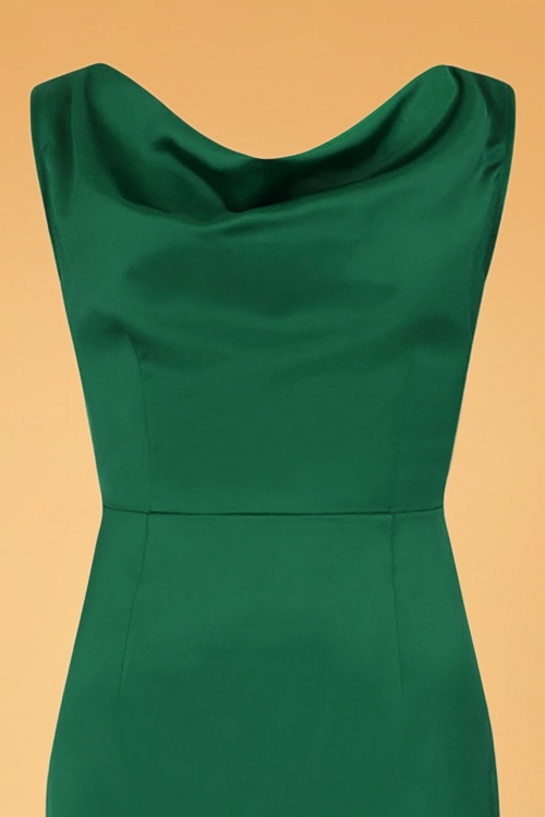 Collectif Clothing - Ingrid Fishtail Maxi Dress Années 30 en Vert Èmeraude 4